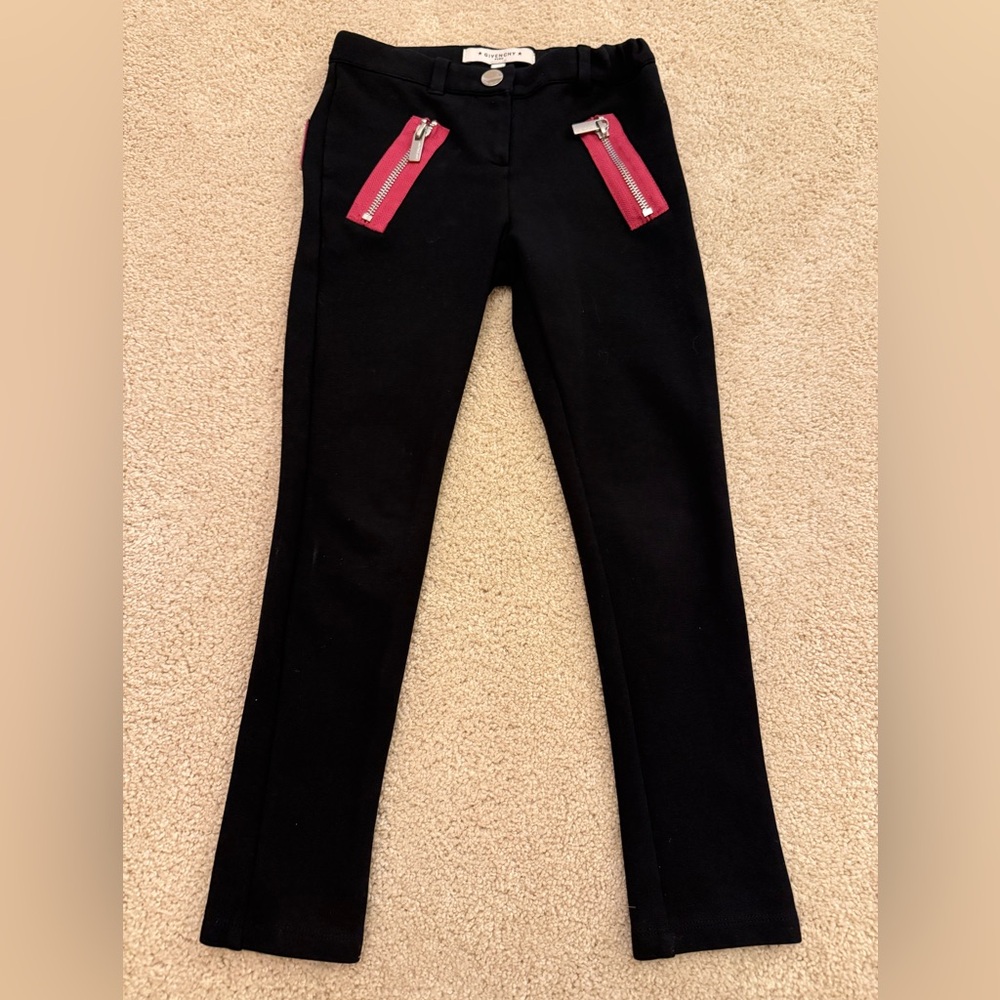 Givenchy kids Black Skinny Jeans with pink Zipper Accents